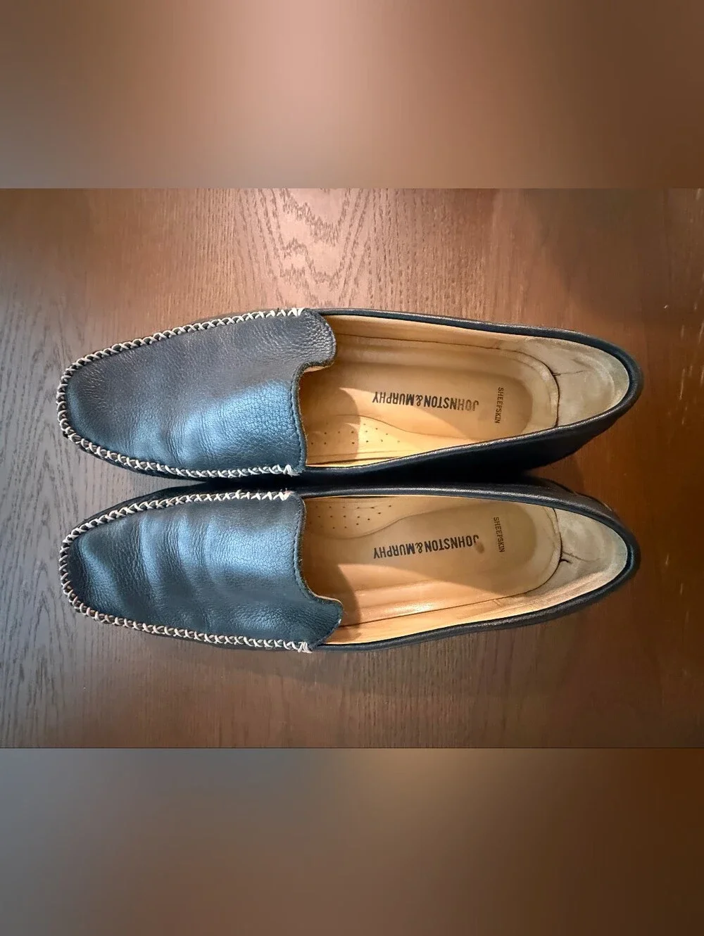 Johnston & Murphy Black Sheepskin Loafers Size 9